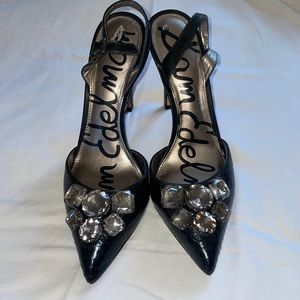 Navy blue jeweled Sam Edelman sling backs. Size 8.5.